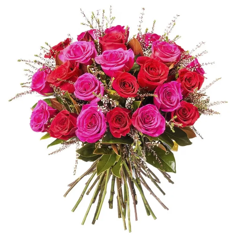 Букет из 25 красных и розовых роз